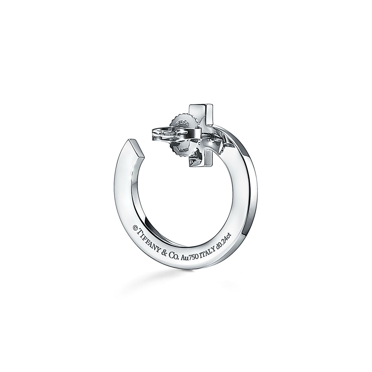 18K Tiffany T1 Open Hoop White Gold Earrings