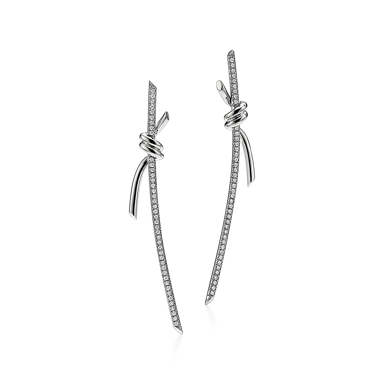 18K Tiffany Knot Drop Diamonds Earrings