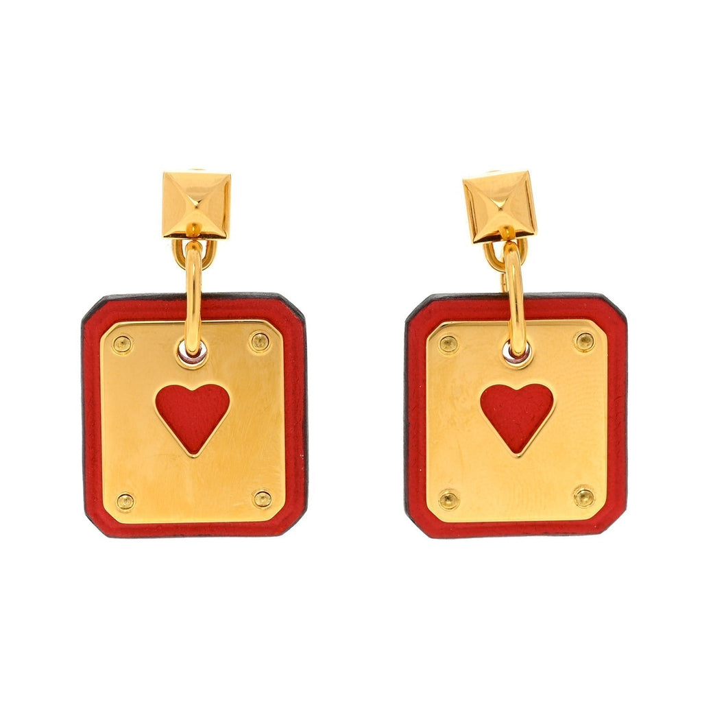 18K As De Celine Red Hermes Earrings