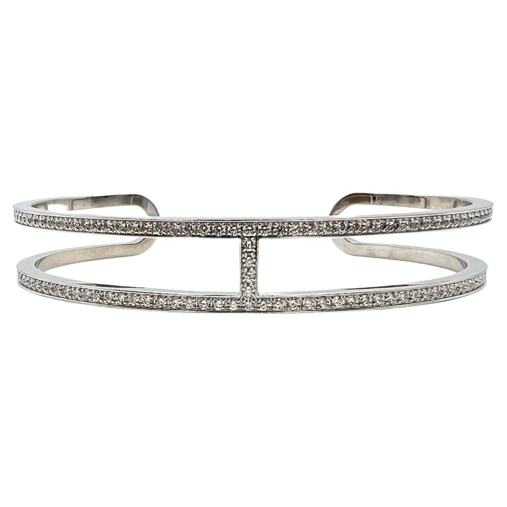 18K Ever Chain D¡¯ancre Cuff Diamond Hermes Bracelet