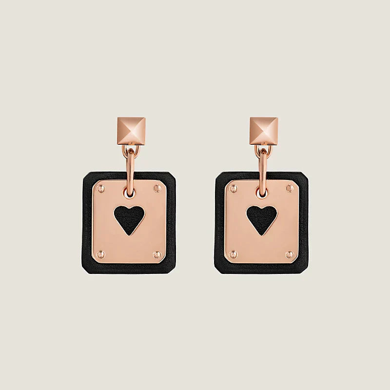 18K As De Celine Black Hermes Earrings