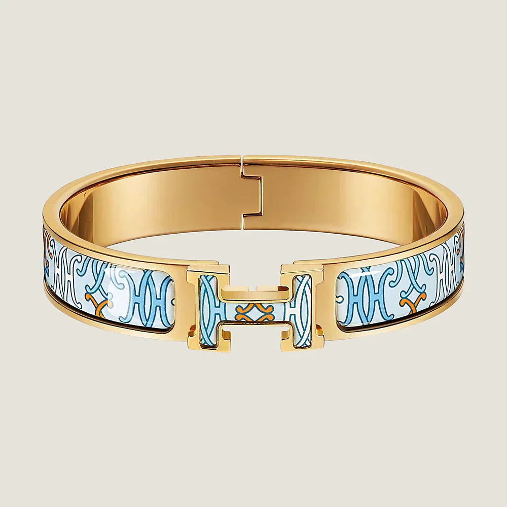 18K Clic Hermes H Lift Blue Bracelet