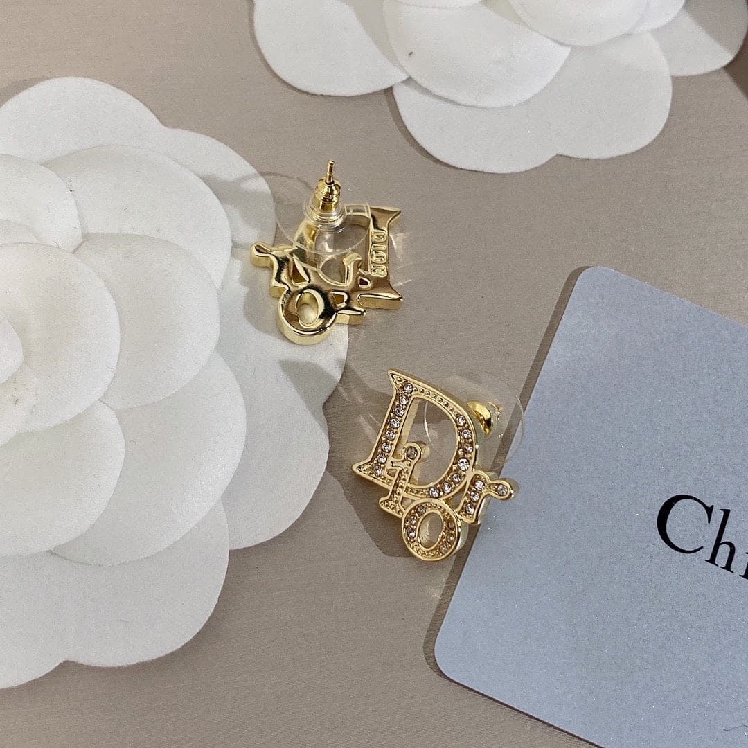 18K Dior Rhinestone Vintage Earrings
