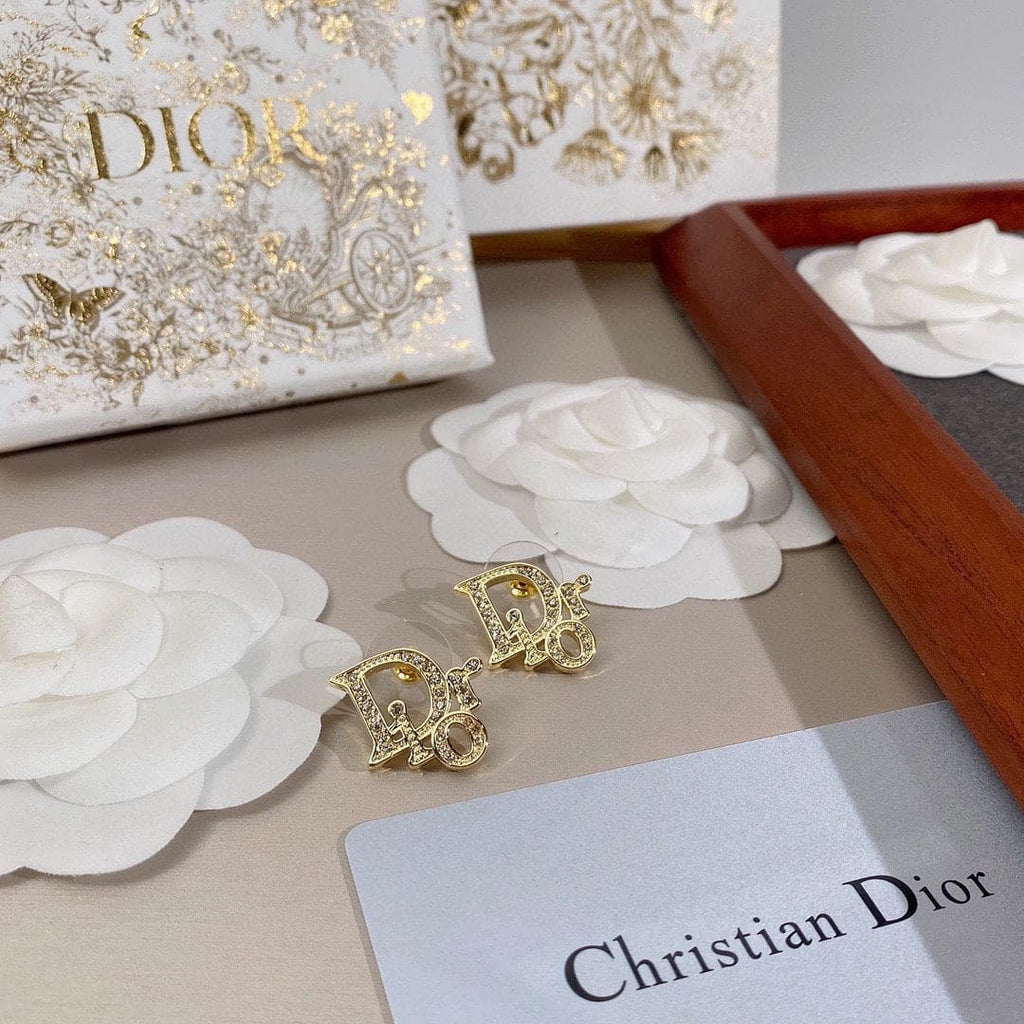 18K Dior Rhinestone Vintage Earrings