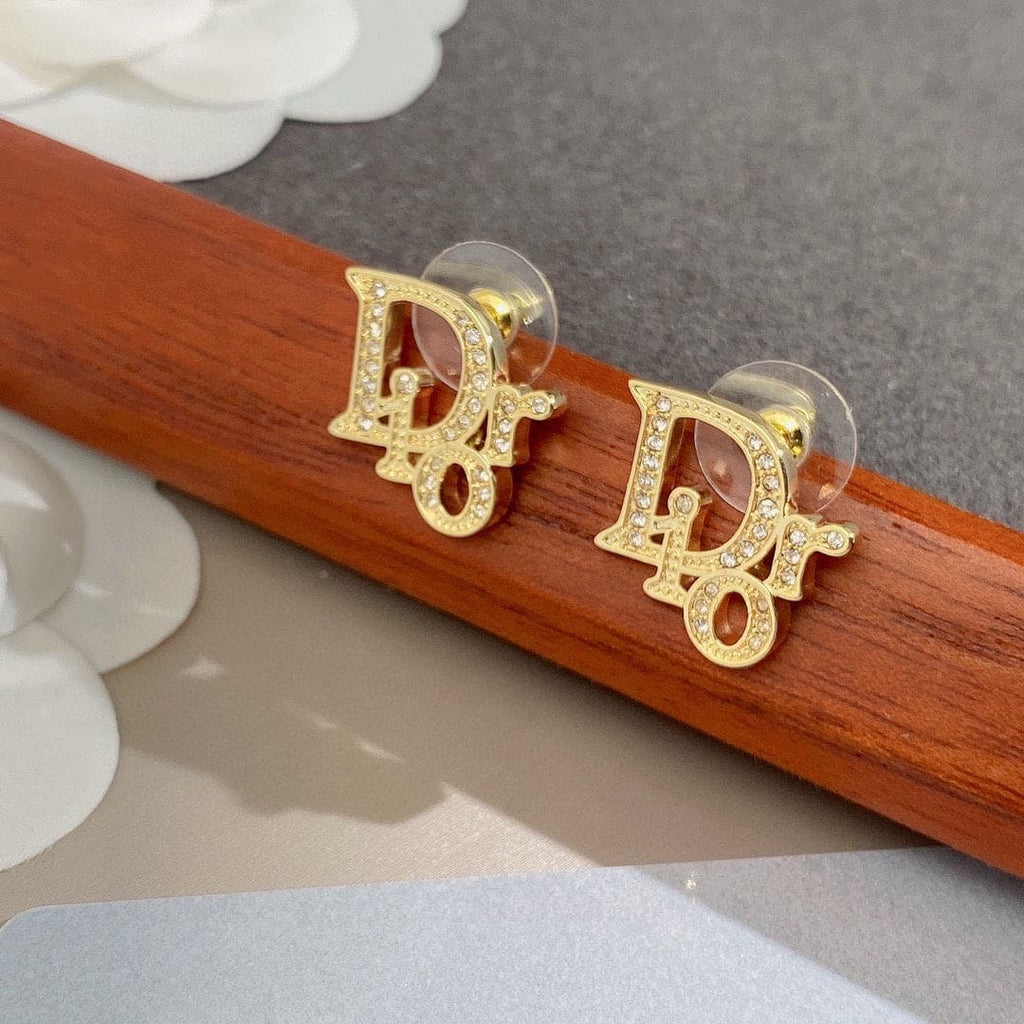 18K Dior Rhinestone Vintage Earrings