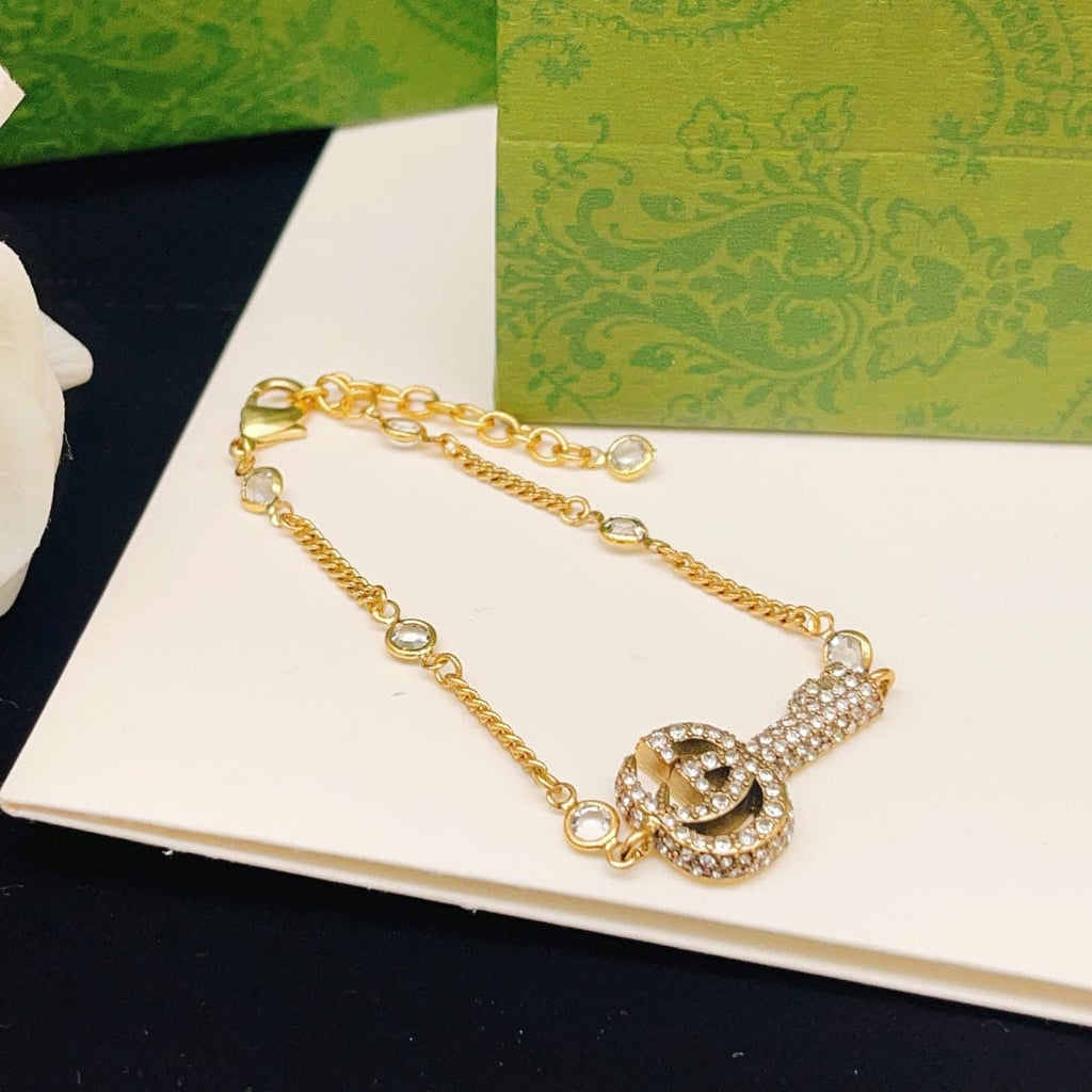 18K Double Gucci Crystal Key Bracelet