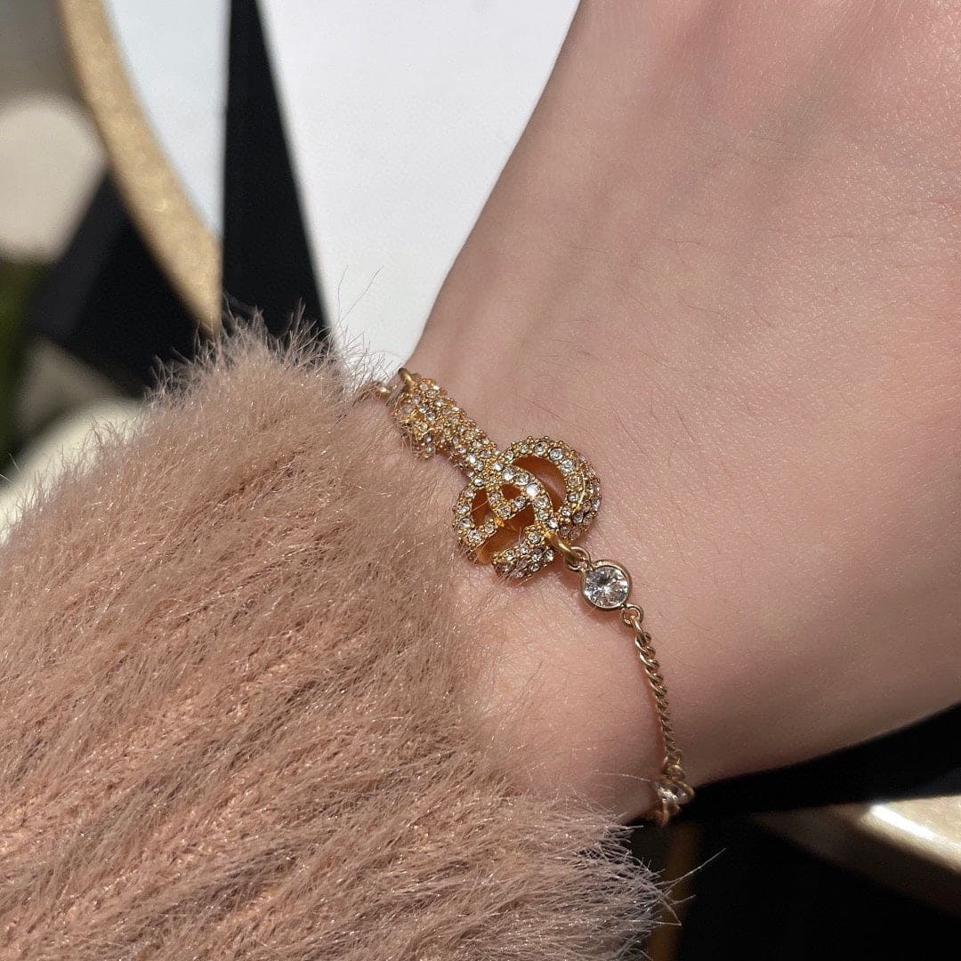 18K Double Gucci Crystal Key Bracelet