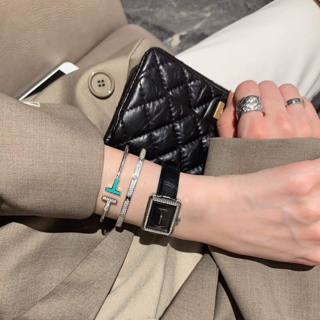 18K Tiffany Diamond and Turquoise Wire Bracelet