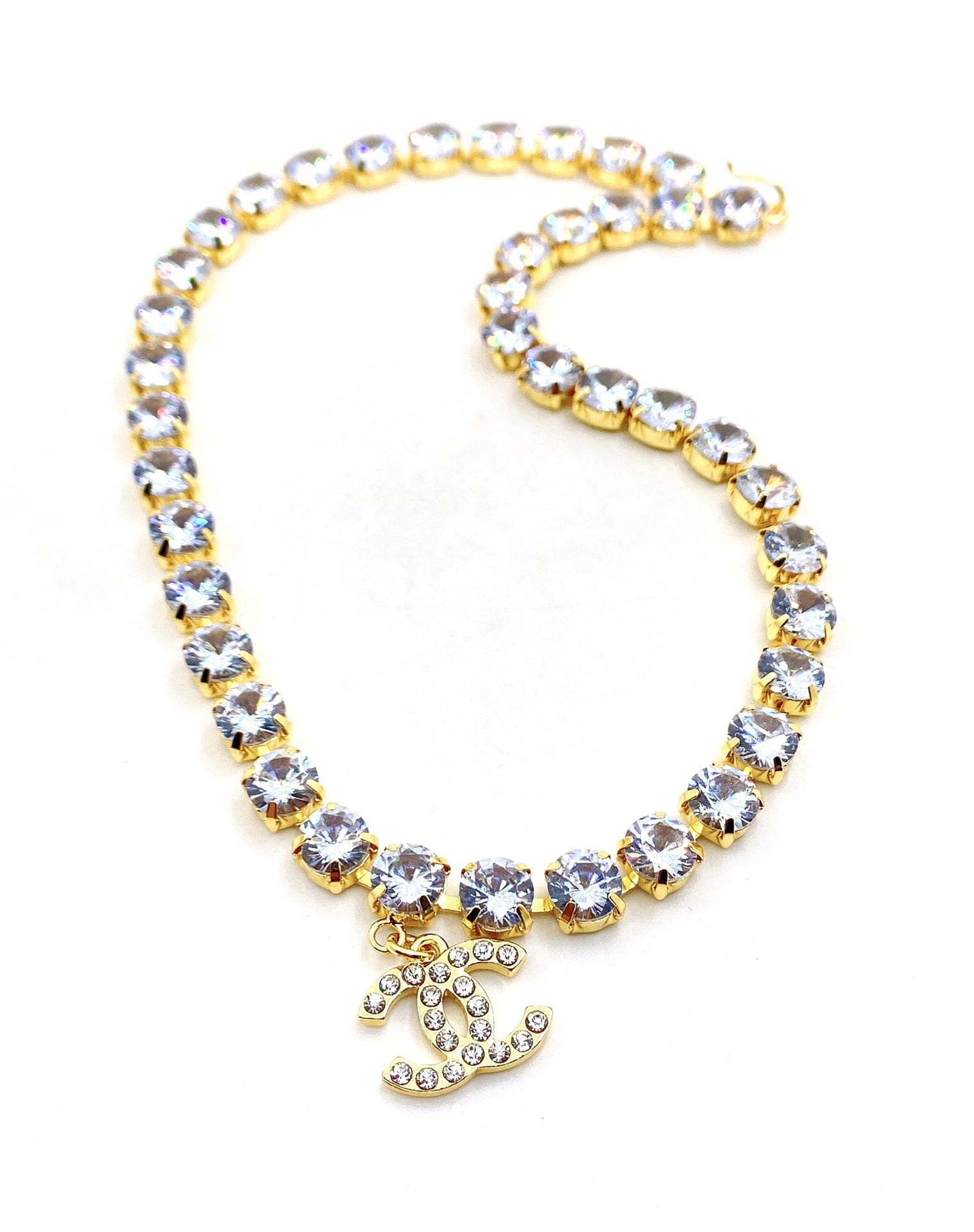 18K  Chanel Crystals Chain Necklace