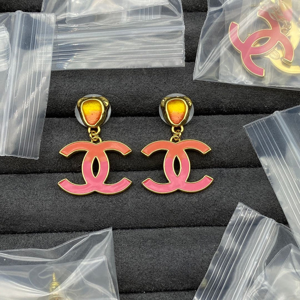 18K Classic Pink  Chanel Dangle Earrings