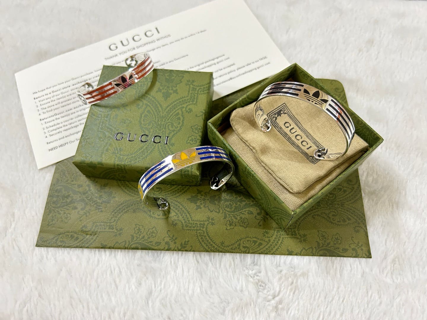 Double Gucci x Adidas Cuff Blue Bracelet