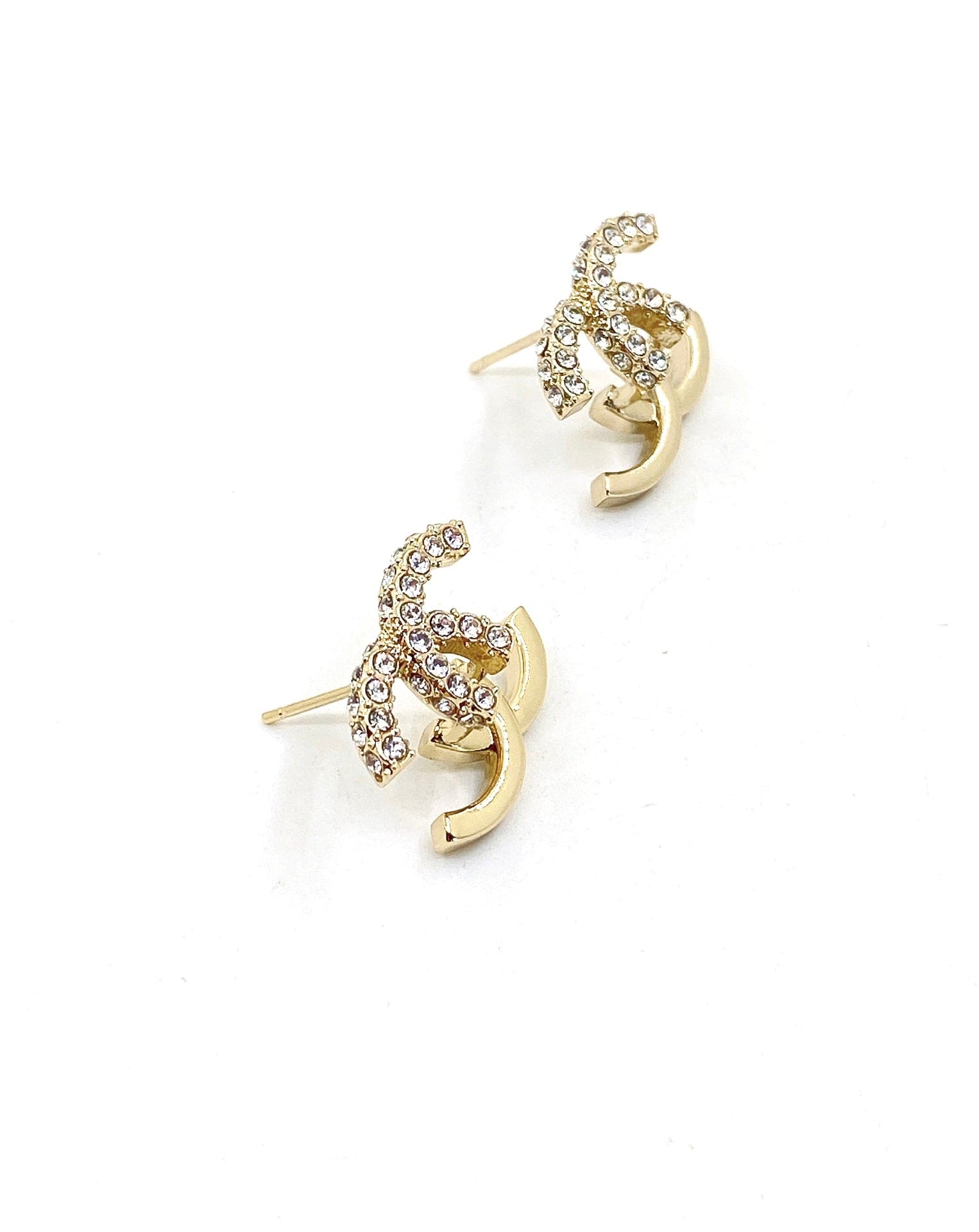 18K  Chanel Half Diamond Earrings