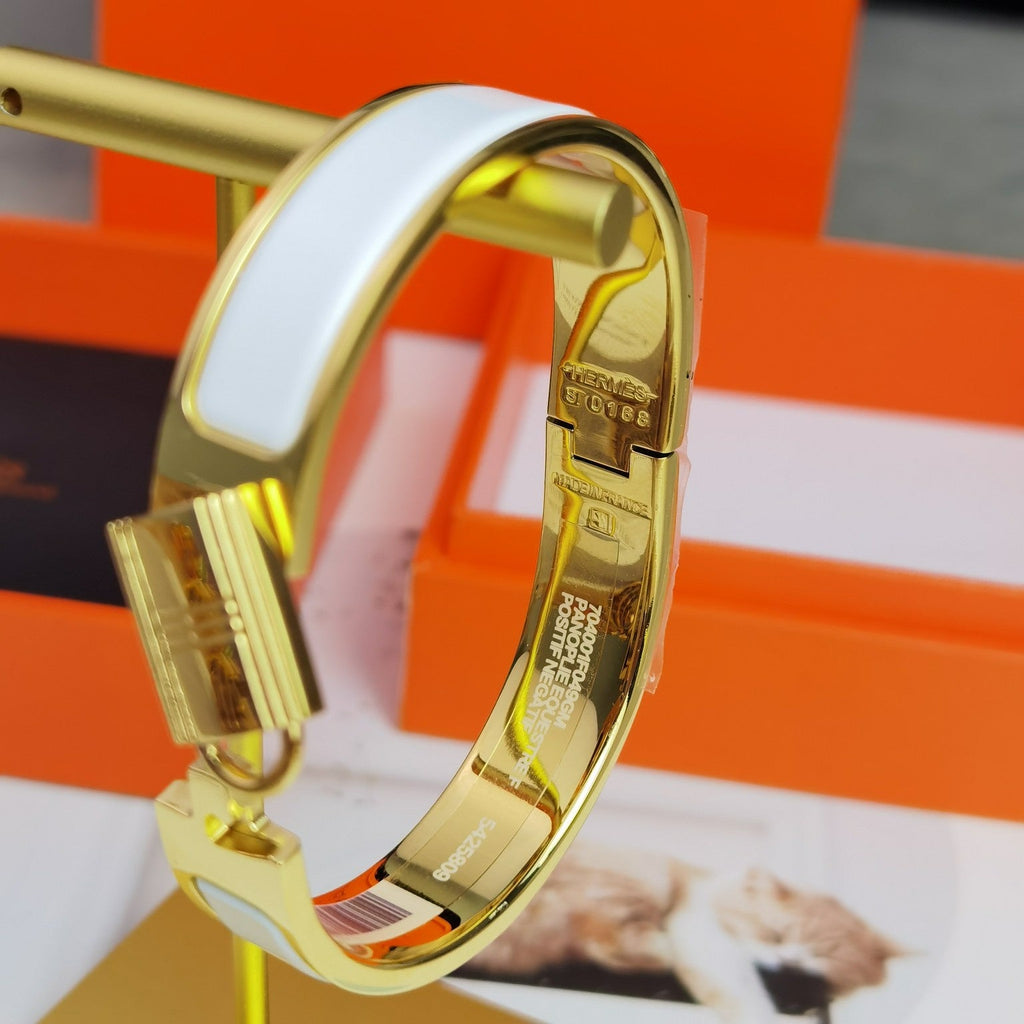 18K Clic Cadenas White Hermes Bracelet
