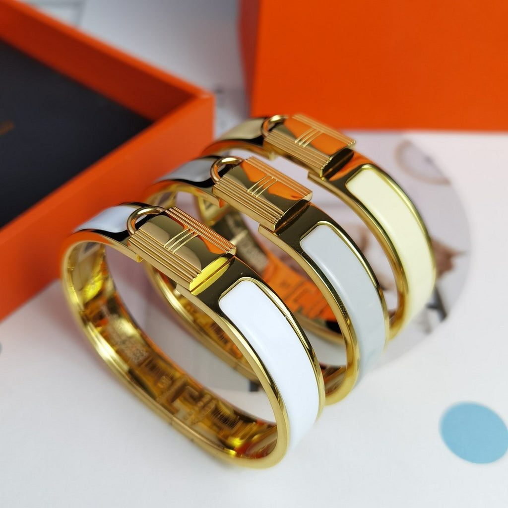 18K Clic Cadenas White Hermes Bracelet