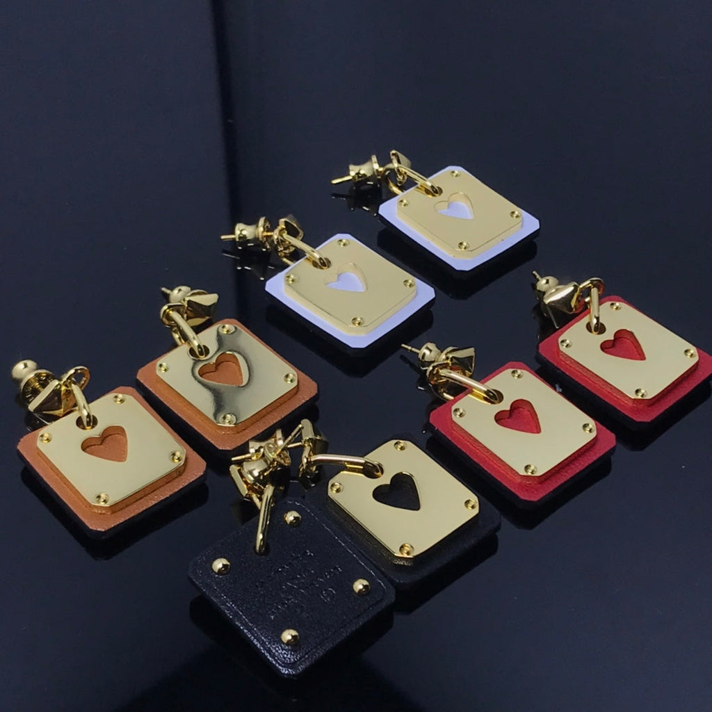 18K As De Celine Red Hermes Earrings