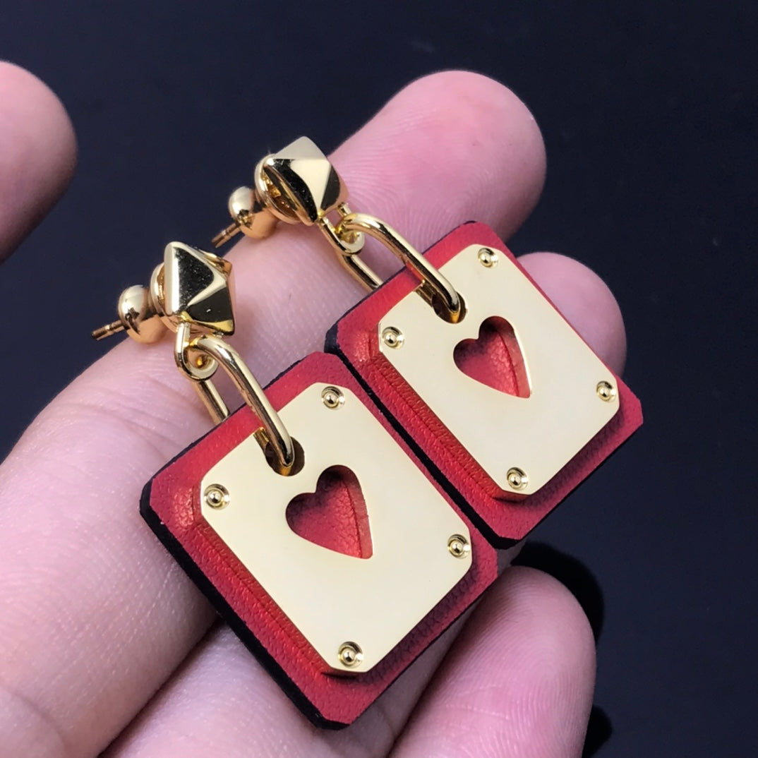 18K As De Celine Red Hermes Earrings