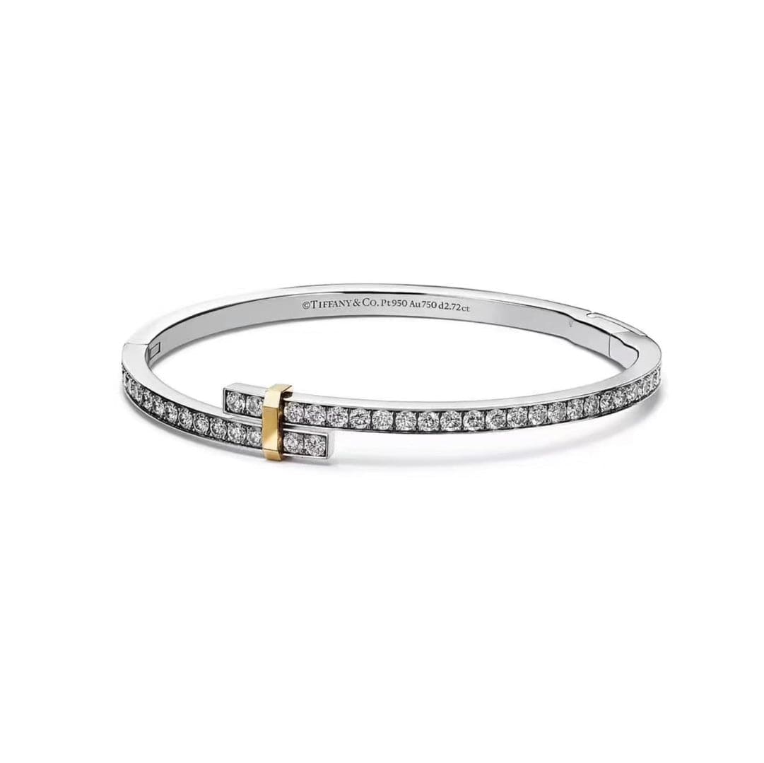 18K Tiffany Edge Hinged Bypass Bangle Bracelet