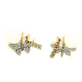 18K Dior Dragonfly/ Butterfly Pearl Earrings
