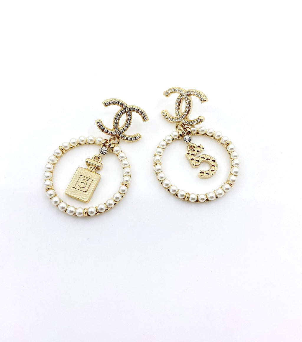 18K  Chanel No.5 Perfume Bottle Earrings