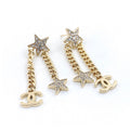 18K  Chanel Star Diamonds Long Earrings