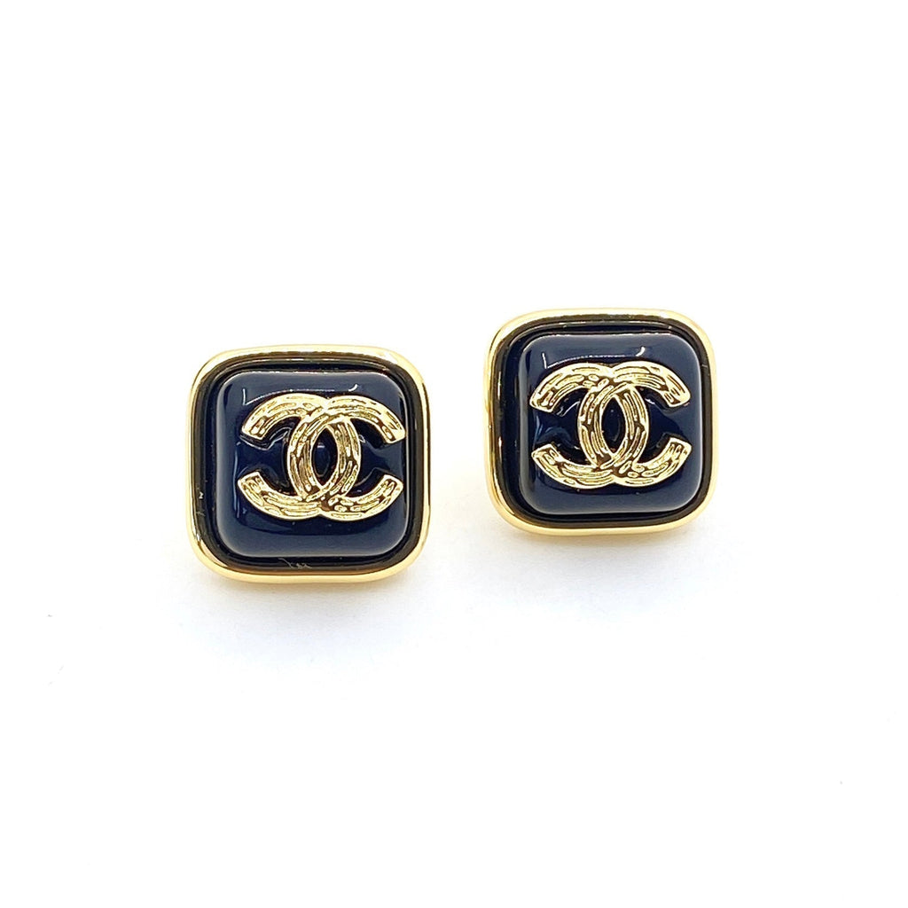 18K  Chanel Square Resin Earrings