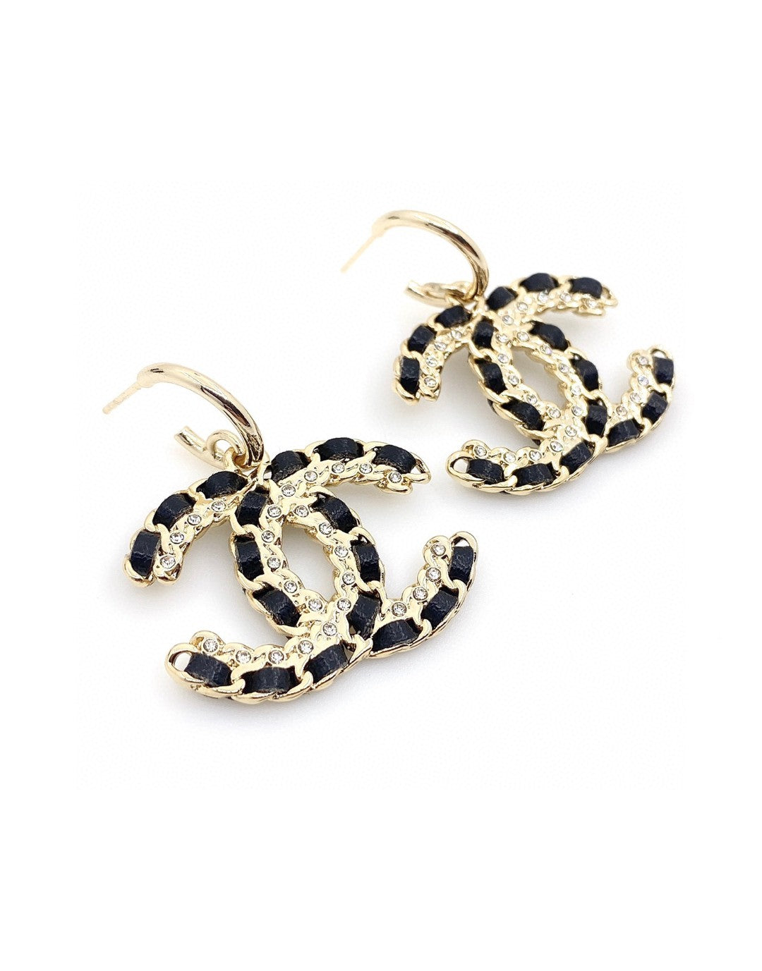 18K  Chanel Leather Earrings