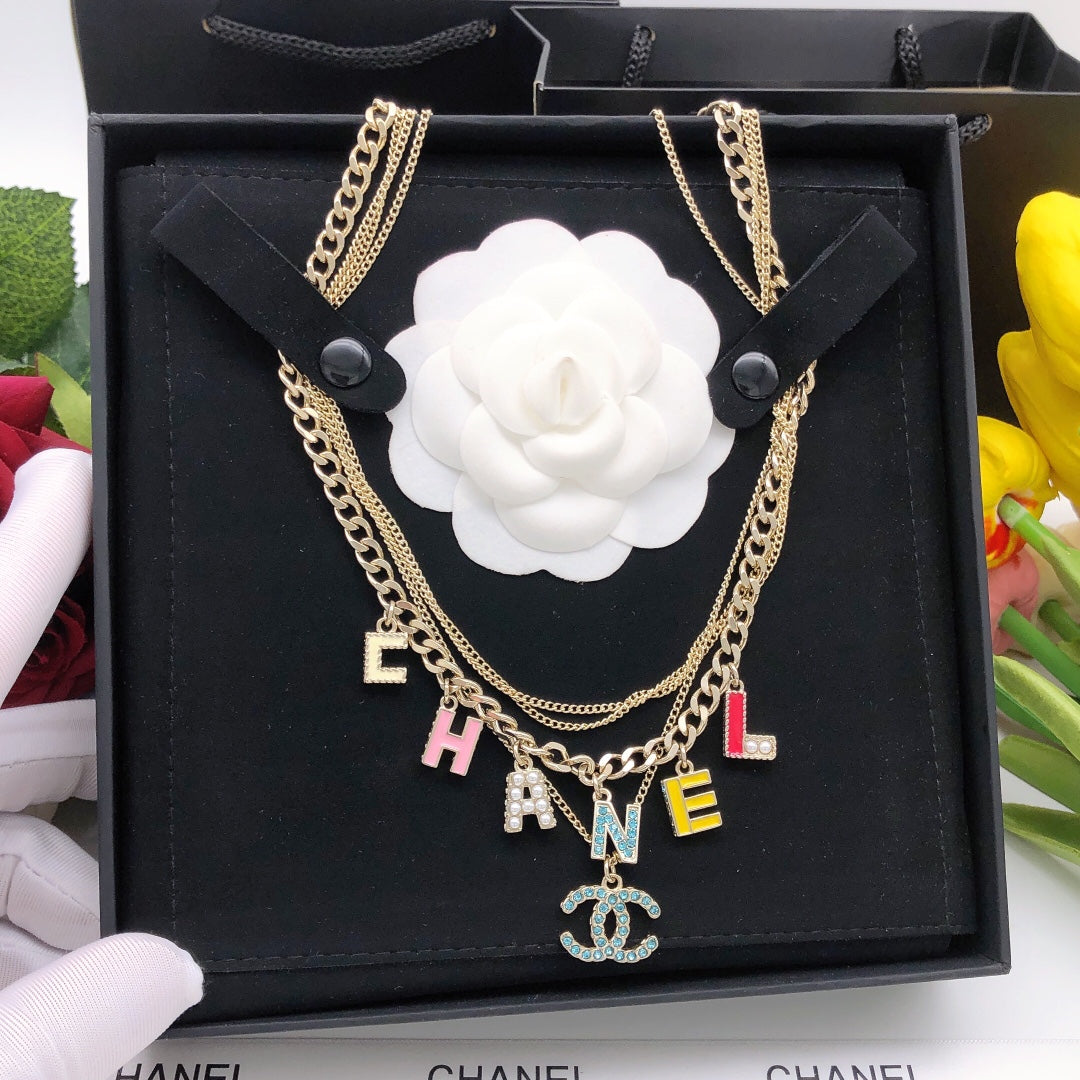 18K  Chanel Color Typo Necklace