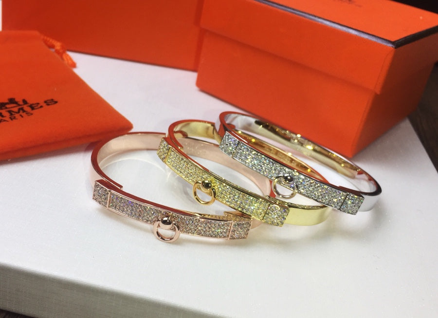 18K Collier De Chien Diamond Hermes Bracelet