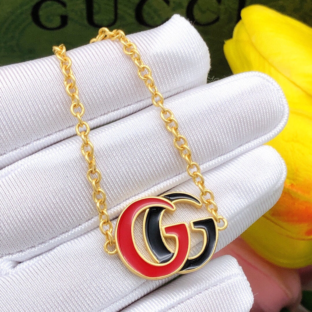 18K Double Gucci Pink & Black Logo Bracelet