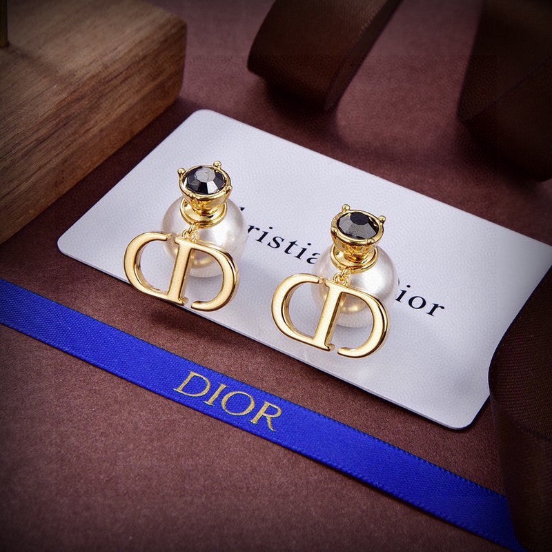 18K Dior Tribales Black Crystal Earrings