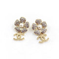 18K  Chanel Flower Full Crystals Earrings