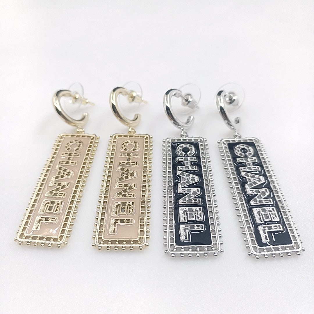 18K  Chanel Typo Drop Earrings