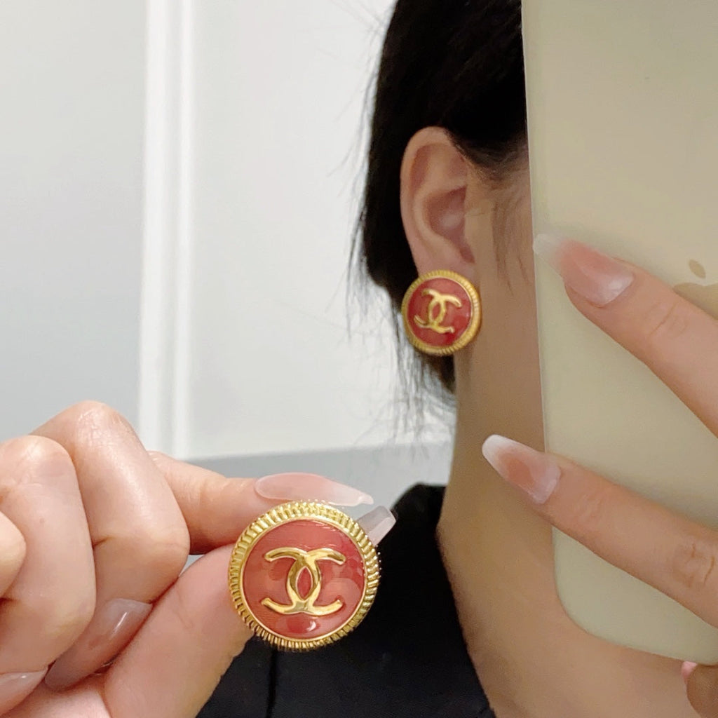 18K  Chanel Red Earrings