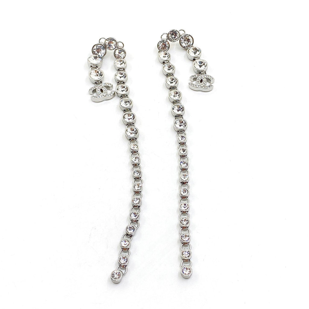18K  Chanel Long Crystal Earrings
