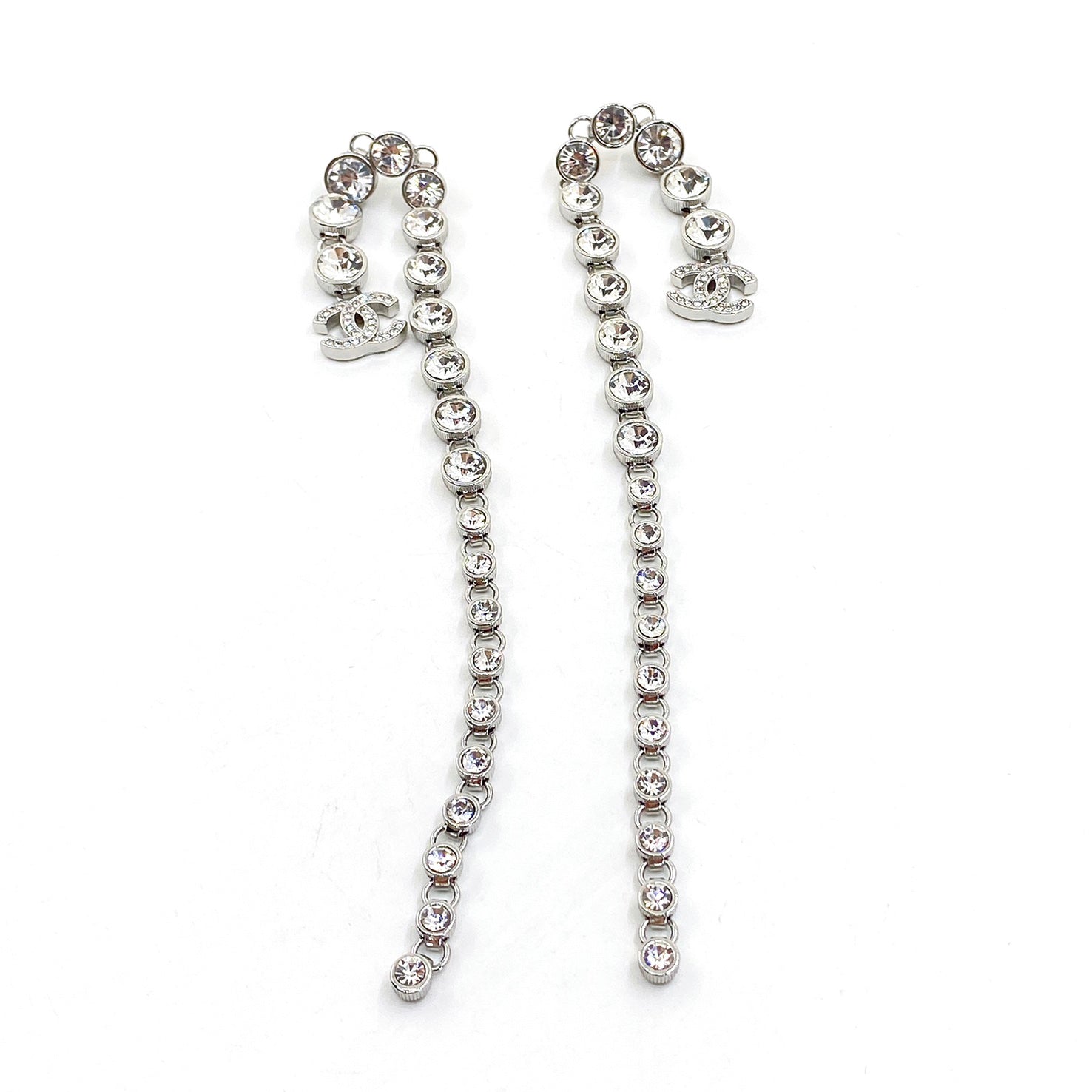 18K  Chanel Long Crystal Earrings