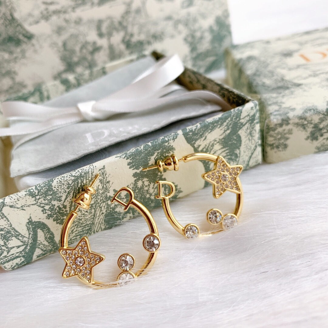 18K Dior Star Pink Crystals Earrings