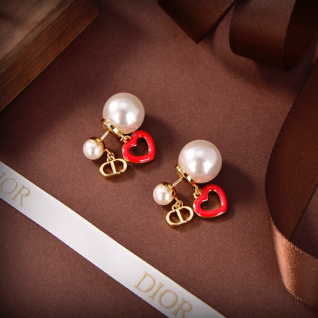 18K Dior Heart Valentine Earrings