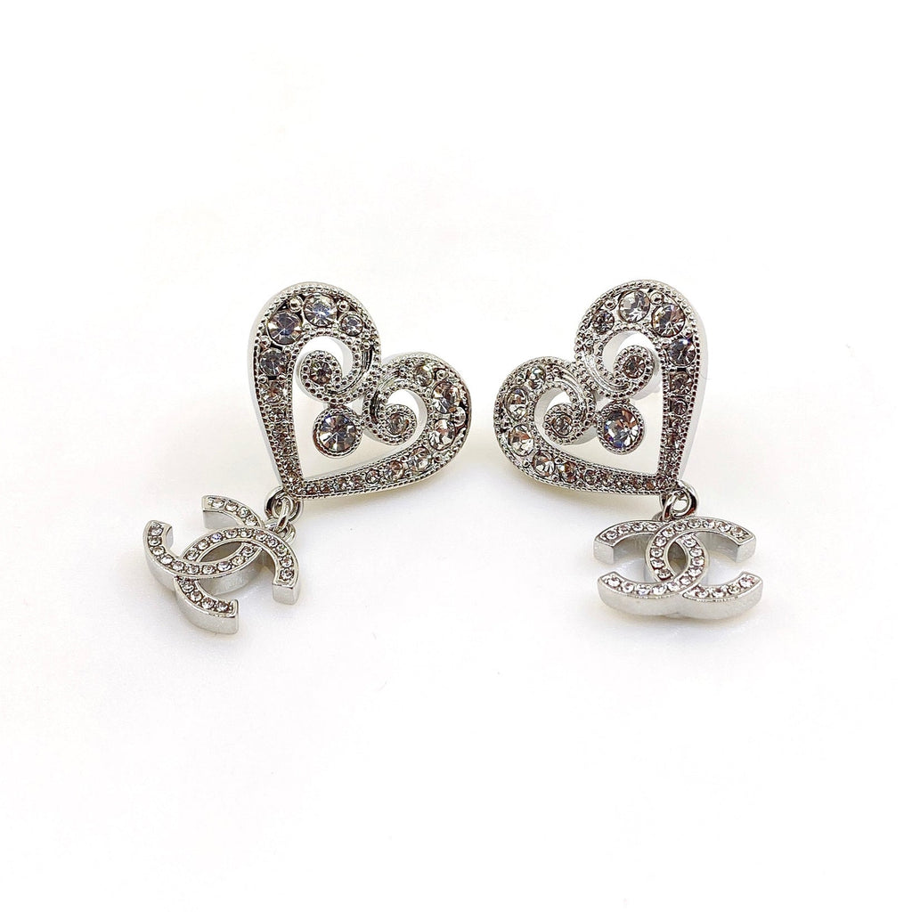 18K  Chanel Heart Diamond Earrings