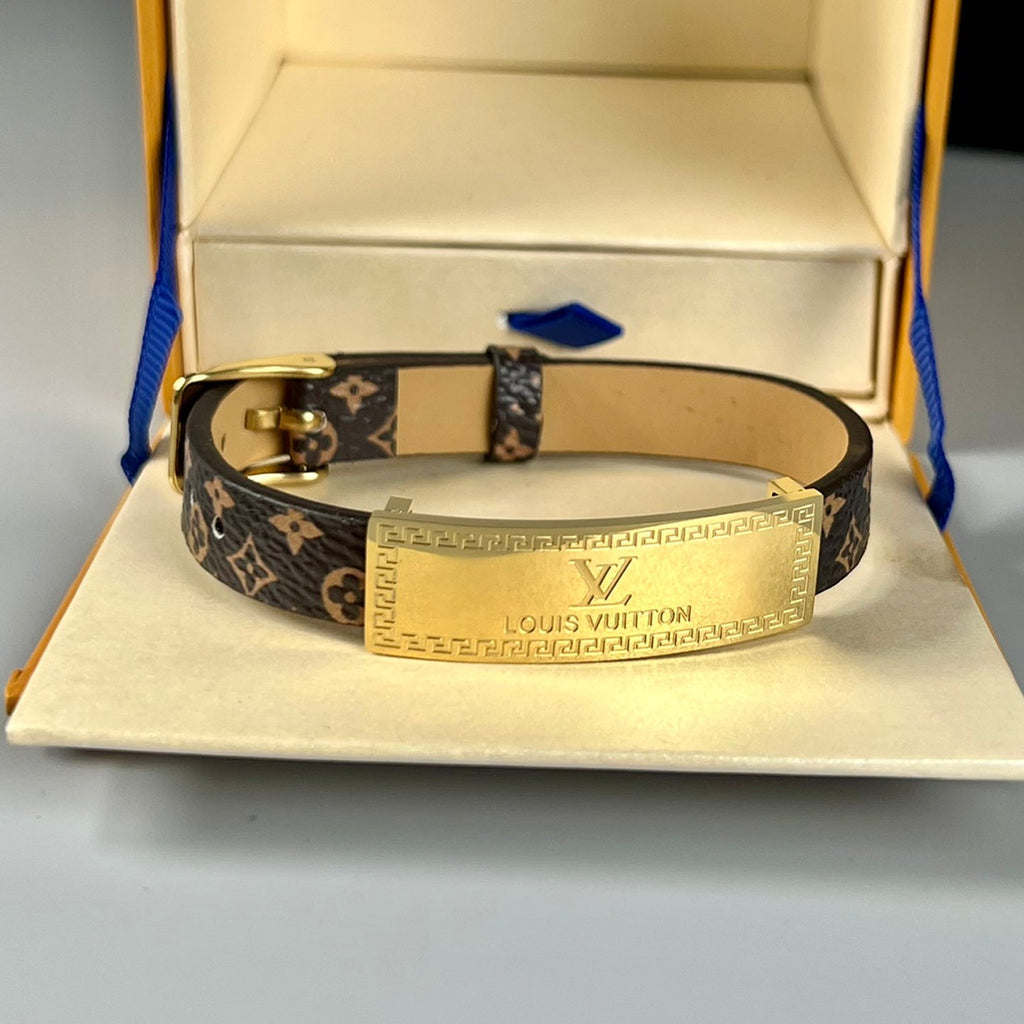 18K Louis Vuitton Leather Bracelet