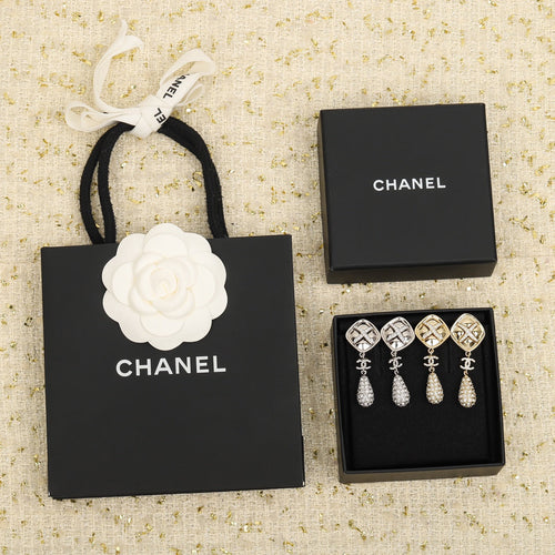 18K  Chanel Cross Rhombus Earrings