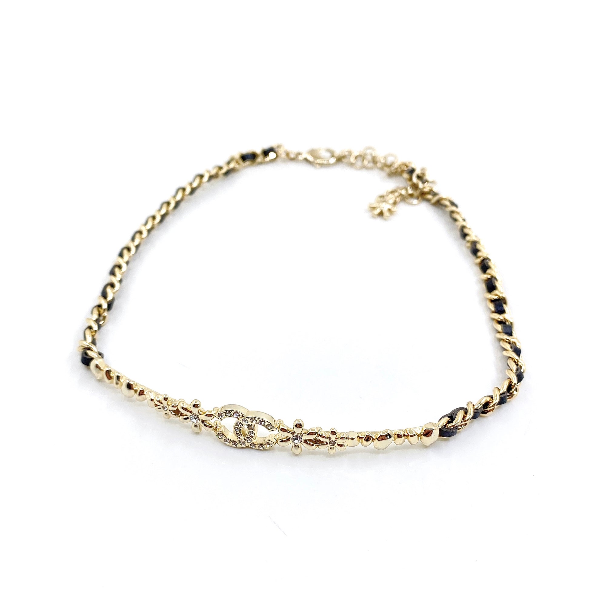 18K  Chanel Leather Choker Necklace