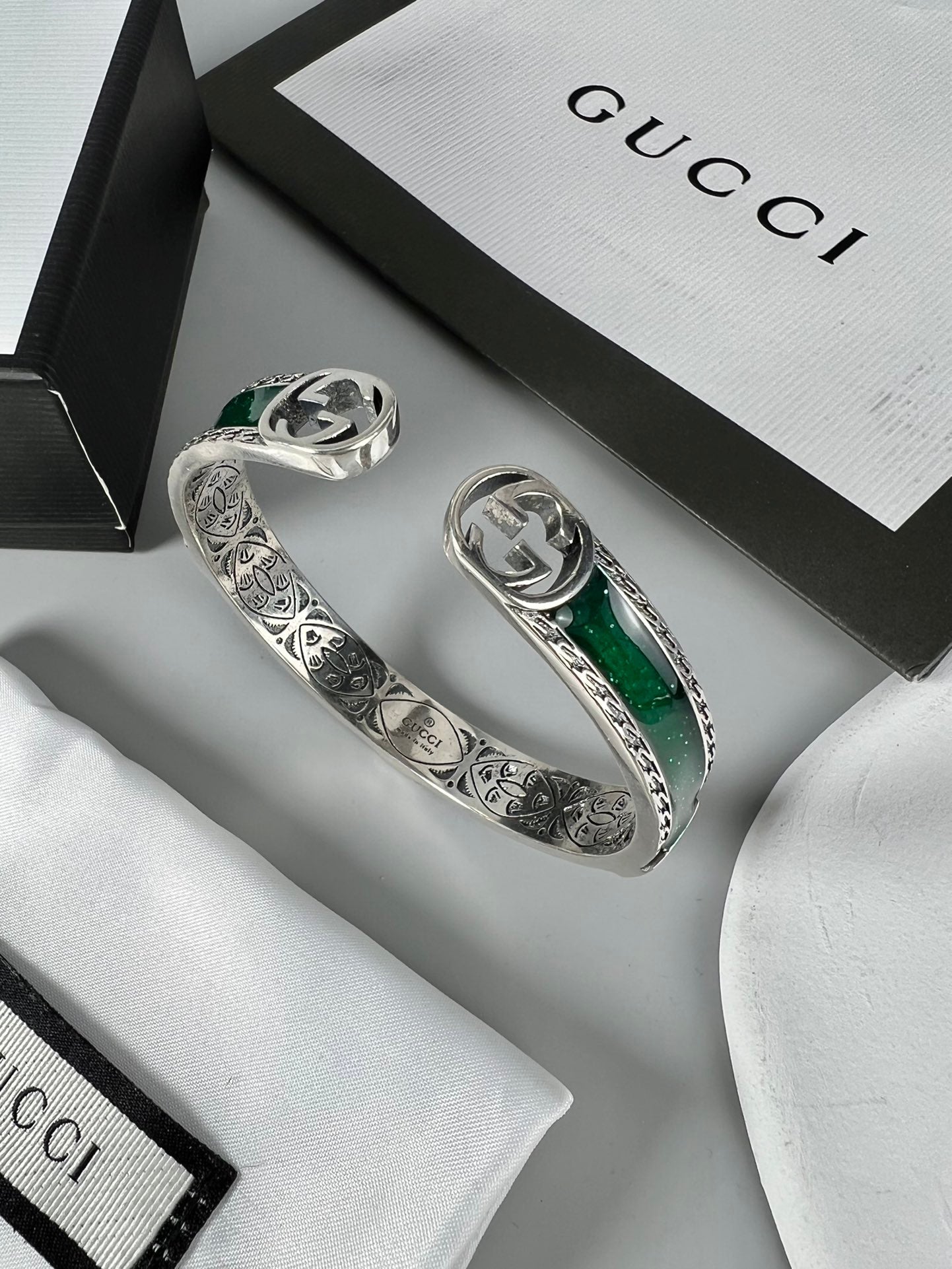 Double Gucci Interlocking Gucci Bangle Wide Bracelet