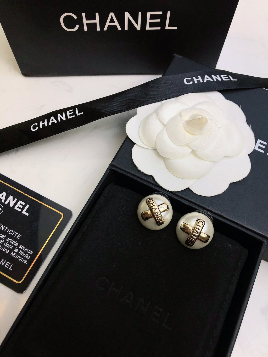 18K  Chanel Pearl Earrings