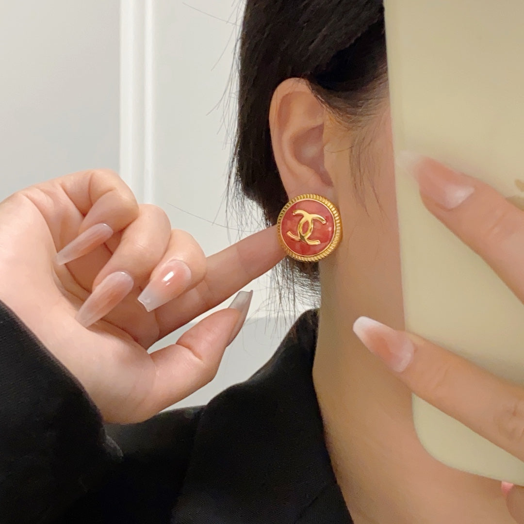 18K  Chanel Red Earrings