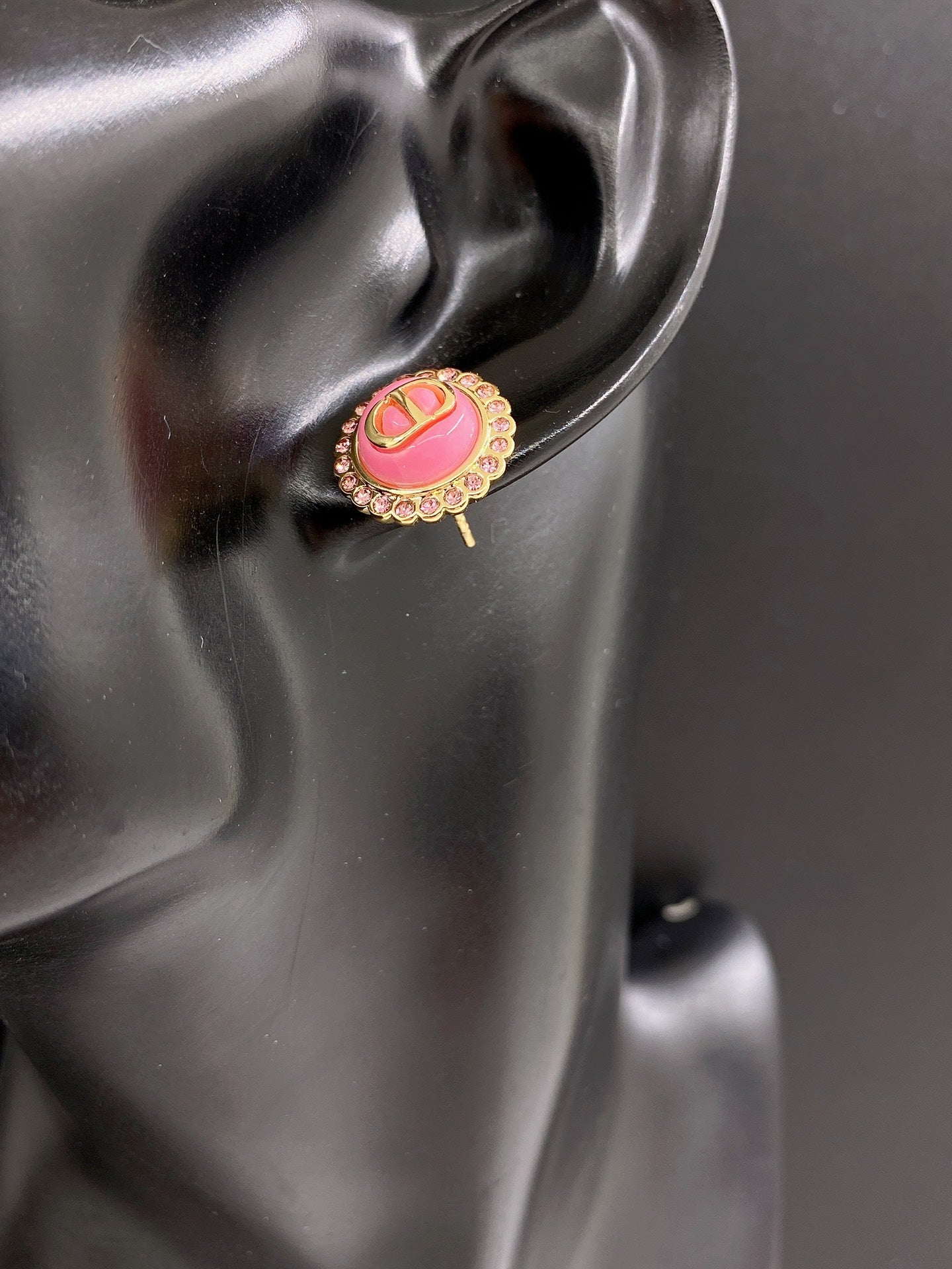 18K  Chanel Pink Crystal Earrings