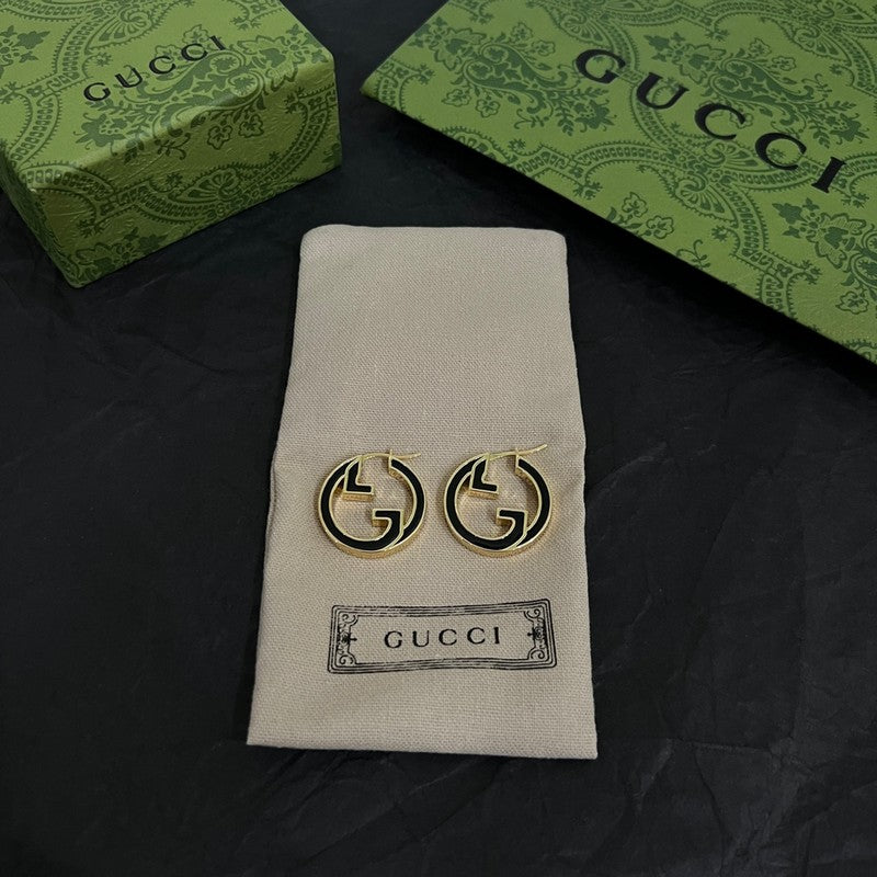 18K Double Gucci Color Hollow Earrings