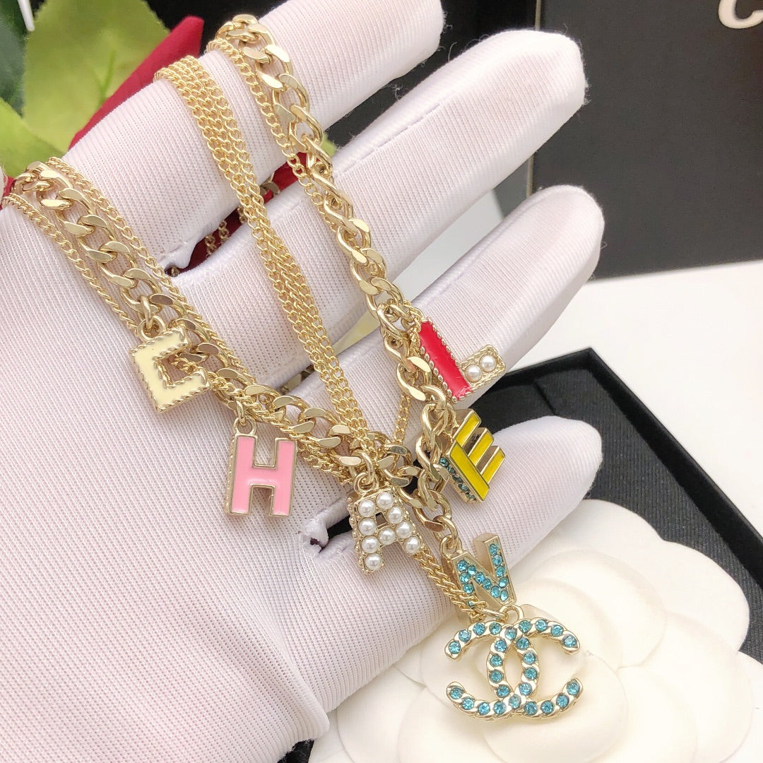 18K  Chanel Color Typo Necklace