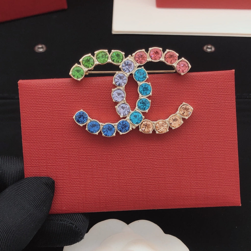 18K  Chanel Color Crystals Brooch