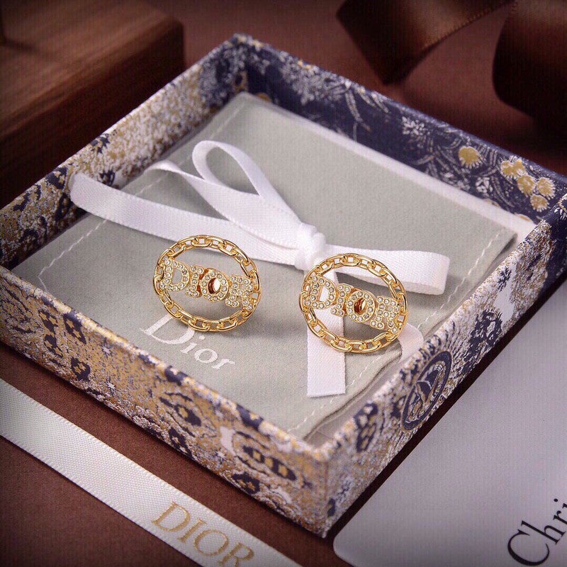 18K Dior Crystal Earrings
