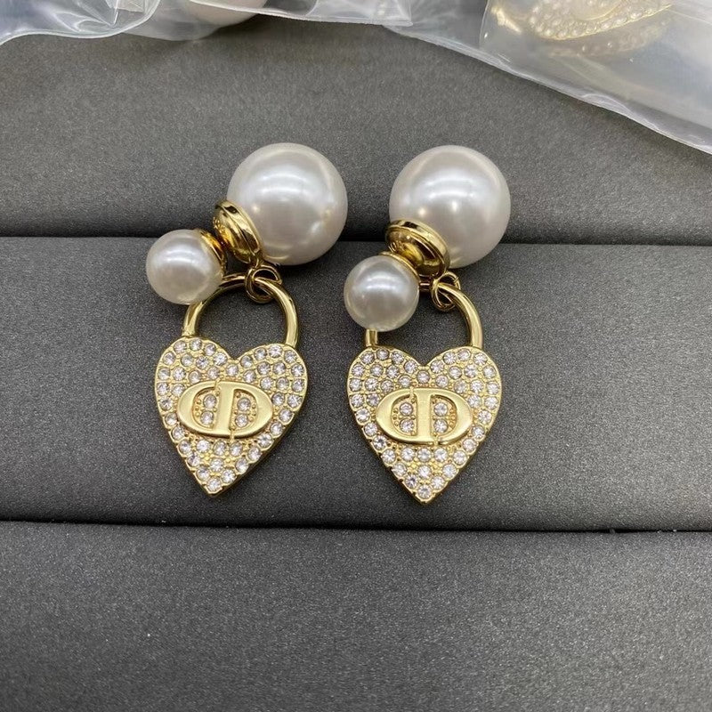 18K Dior Diamond Lock Earrings